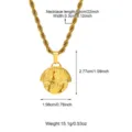 Men stainless steel 18k gold plated rope chain necklace with religious creation art pendant. - Creation of Adam Style (N06136G)