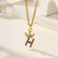 Collana con ciondolo lettera H corona in zircone colorato micro pavimentato in rame. - Lettera H