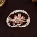 Elegant oval rhinestone spring hair clip with amber crystal flower for women bun styling. - Flower Style / Yellow