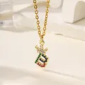 Collana Pendente Lettera Corona Oro Zircone Multicolore Zirconia Gioiello Variante Moda - Lettera B