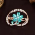 Vintage rhinestone oval spring hair clip with blue crystal flower alloy hair accessory for daily - Flower Style / Blue