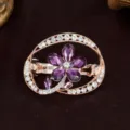 Vintage purple crystal flower spring hair clip elegant alloy rhinestone hair accessory for women. - Flower Style / Purple