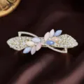 Rhinestone spring hair clip, colorful crystal alloy hairpin, elegant luxury hair accessory for women. - Leaf Style / Colorful