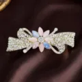 Elegant rhinestone floral spring hair clip alloy hairpin luxury sparkling hair accessories - Flower Design / Colorful