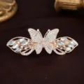 Gold rhinestone butterfly hair clip elegant spring barrette crystal hair accessory for women - Butterfly White