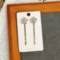 Gold rhinestone flower hair clip bobby pin elegant sparkling hair accessory for women - Floral White