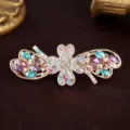 Korean alloy rhinestone bow hair clip, cute clover top spring barrette for women. - Multi-color Flower