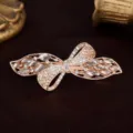 Rhinestone Bow Hair Clip Alloy Spring Hairpin Elegant Ponytail Styling Accessory Sparkly - Yellow with Ribbon
