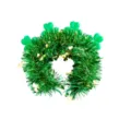 St. Patrick's Day green tinsel headband with shamrock decoration and glowing lights for kids. - Green Glitter Clover