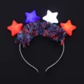 LED Stern Haarreif leuchtend mit rot weiss blau Lametta fur patriotische Party Haarschmuck. - Silber Weiß Stern Haarreif (Buntes Lametta)