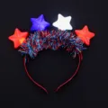 LED beleuchteter Stern Lametta Haarreif für Unabhängigkeitstag Party festliches Haarzubehör. - Buntes Lametta Stirnband