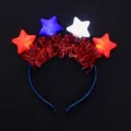 LED Leuchtend Stern Haarreif Rot Weiss Blau Lametta Haarschmuck Party Kopfschmuck - Blauer Stern Haarreif (Rot Lametta)