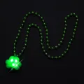 St. Patrick's Day green bead necklace with glowing LED shamrock pendant for party celebration. - Green Bead Chain Necklace