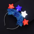 LED beleuchteter Stern Lametta Haarreif für Unabhängigkeitstag Party Haarschmuck. - Blau Lametta Stirnband