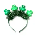 Diadema luminosa de trébol verde de San Patricio oropel accesorio para fiesta - Diadema de Trébol / Verde