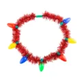 Weihnachten leuchtende Lametta Halskette mit bunten Glühbirnen Party Fest Deko Accessoire - Rote Lametta-Girlande bunte Glühbirne Halskette