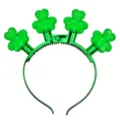 St. Patrick's Day LED glowing shamrock headband, green clover party hair hoop accessory. - Light-up Headband / Green Shamrock Style