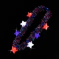 LED leuchtende Stern Lametta Kette rot weiss blau patriotisches Partyzubehoer fuer Feiern - Fusseliges Lametta Halskette
