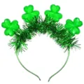 Serre-tête lumineux trèfle vert Saint-Patrick, accessoire de fête festif guirlande scintillante. - Serre-têtes trèfle transparents / Vert