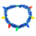 Weihnachten leuchtende Lametta Halskette mit bunten Lichtern für Feiertag Party Dekor - Blaue Lametta-Girlande bunte Glühbirne Halskette