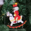 Pendente di ornamento di cavallo a dondolo schiaccianoci di Natale in legno variante - Soldato Schiaccianoci - Cavaliere