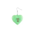 Orecchini pendenti a cuore verde con scritta HUG ME, eleganti orecchini in resina donna. - Cuore Luminoso LED / Verde
