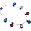 Collar Luminoso 7 LED Bola Disco Rojo Blanco Azul Fiesta Patriotica Accesorio Genial - Collar de 7 Bolas de Disco LED