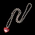 Unabhängigkeitstag rote Herzanhänger Perlenkette mit patriotischem Sternen und Streifen LED Licht - Silber Perlenkette Herz Halskette
