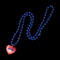 LED leuchtende rote Herzanhänger blaue Perlenkette, ideal für US Unabhängigkeitstag Party. - Blaue Herz Perlenkette Halskette