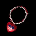 LED-Herz-Anhänger Perlenarmband mit patriotischem rot-weiß-blauem US-Flaggen-Design. - Fünfpunkt-Stern Armreif