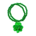 Grüne Perlen LED Kette mit Kleeblatt Anhänger für St. Patricks Day Party Dekoration. - Kleeblatt Charme Armband
