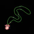 Christmas LED glowing reindeer pendant necklace with green bead chain for holiday party decor. - Clear Deer Head Necklaces
