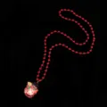 Christmas glowing snowman beaded necklace LED flashing pendant holiday party accessory red beads - Snowman Necklace