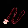 Christmas LED Glowing Reindeer Red Beaded Necklace Holiday Party Cartoon Elk Pendant Jewelry - White Deer Head Necklaces