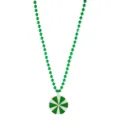 Collana di perline verdi con ciondolo rotondo verde e bianco, dettaglio accessorio. - Collana a Caramella (Catena a Sfere) / Verde