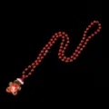 Christmas LED flashing gingerbread pendant necklace with red beaded chain holiday party jewelry gift - Gingerbread Man Necklace