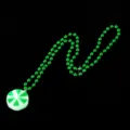 Green LED light up flashing bead necklace party holiday festive glowing pendant jewelry item - Green Candy Necklaces