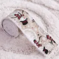 Weihnachtsband Rolle mit plüschigem Rand, Schneemann Muster für Geschenke verpacken und Deko - Plüsch-Schneemann / 2m