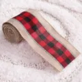 Rot-schwarzes Karo Juteband für Weihnachtsbaum Dekoration und stilvolle Geschenkverpackung. - Naturjute Rot-Schwarz Karo / 2m