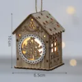 Christmas wooden hanging house ornament with LED light, festive holiday tree decor 10cm - White House - Bell