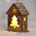 Wooden Christmas luminous house ornament with tree and star cutouts for festive home decor. - Small House Light - Christmas Tree