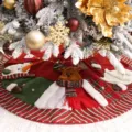 Jupes de sapin de Noël rouge vert carreaux peluche renne bonhomme de neige décoration - Bonhomme de Neige Père Noël Renne