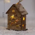 Wooden Christmas LED luminous house hanging ornament with cutout snow and warm light. - Merry Christmas