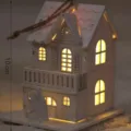 Christmas wooden luminous house hanging pendant holiday tree decoration 10cm ornament - Medium White House - Wedding