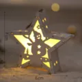 Christmas glowing wooden star pendant with snowman cutout, warm LED lights for holiday tree decor. - White Star - Snowman