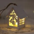 Christmas wooden house hanging ornament with warm LED light, festive holiday tree decor. - Small White House - Bell
