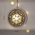 Wooden Christmas tree hanging ornament with warm LED light snowflake design 10x9cm - White Snowflake