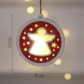 Christmas glowing wooden angel hanging ornament, holiday tree wall decor for home shop party 10cm - Red Angel