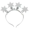 LED Light Up Snowflake Headband Christmas Party Hair Hoops Glowing Hairband Silver - Without Bristles