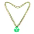 St. Patrick's Day LED light up green shamrock beaded necklace holiday party glowing jewelry - Green